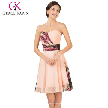 2015 дамы моды платье элегантный печатных шифон пром платья короткие CL7501